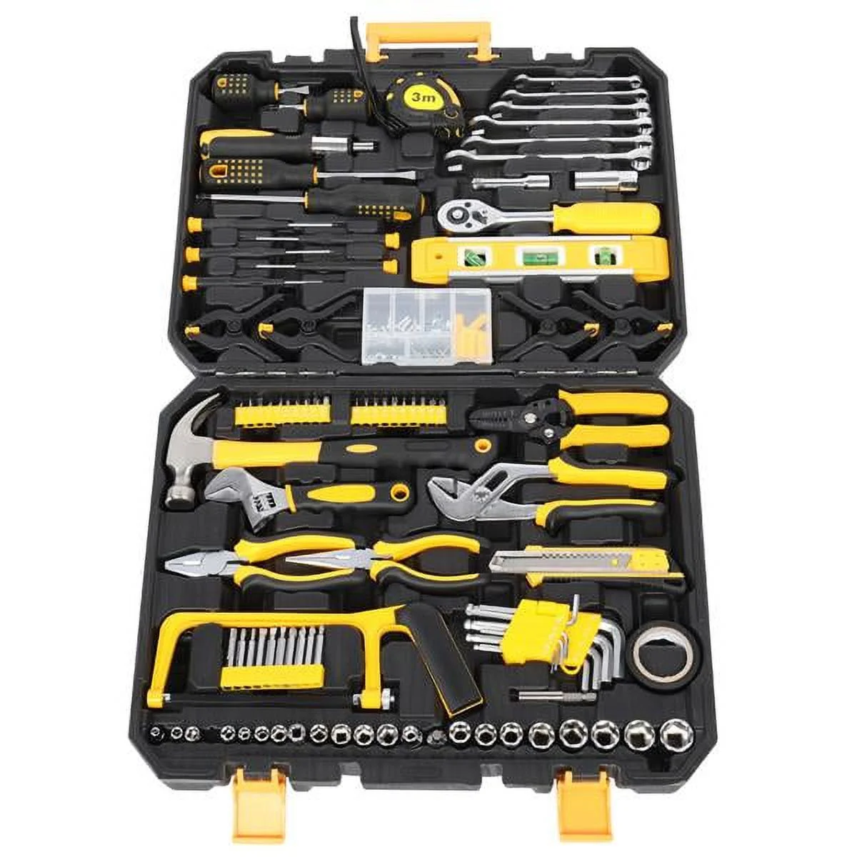 198Pcs Hand Tool Set Mechanics Kit Wrench Household Repair with Case Black & Yellow
