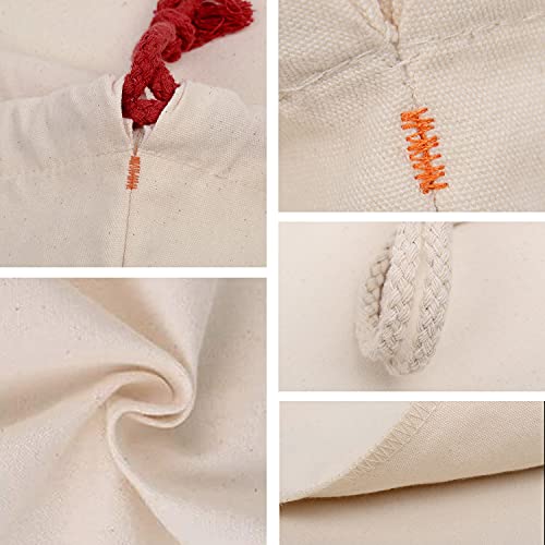 6 Pack Large Christmas Bag Santa Sacks Xmas Canvas Cotton Xmas Sack Stocking with Drawstrings (Pattern 7, 19.5 X 27.5)