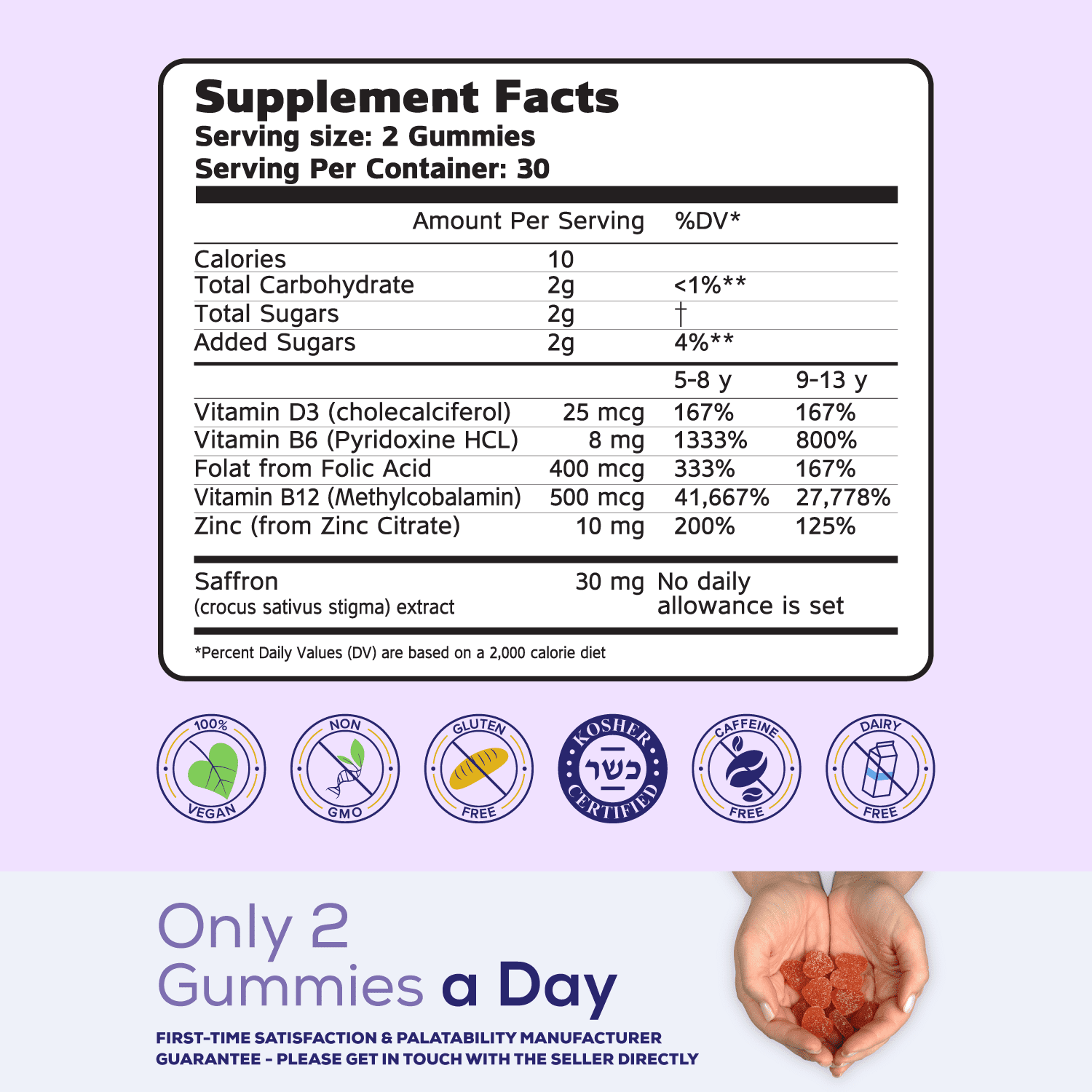 NutriMagic KIDS Brain Booster+ Focus, Attention Saffron-Based Brain Health Supplement & Multivitamin, Vegan, 60 Pack