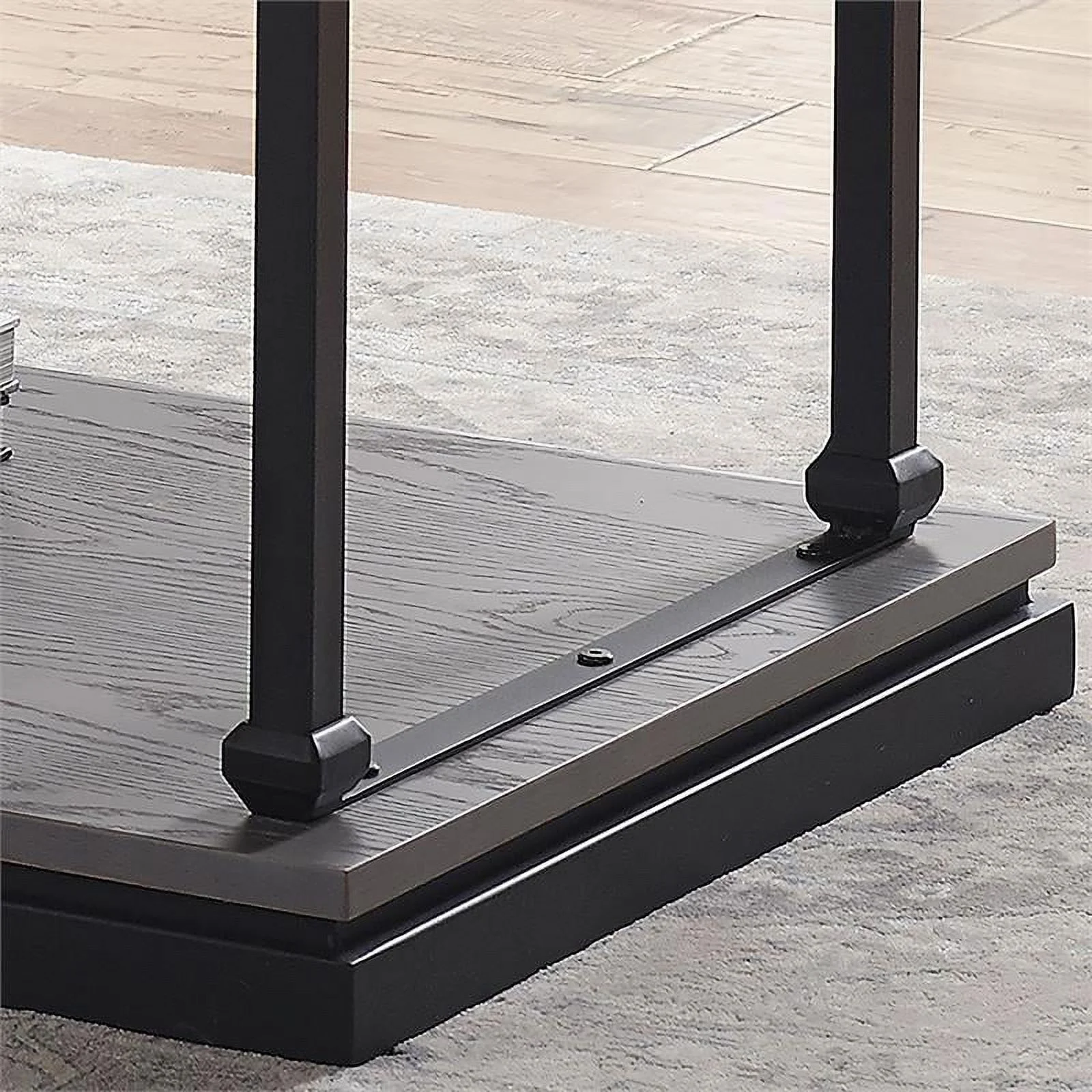 Bowery Hill Wood 1-Shelf Coffee Table in Antique Gray Finish