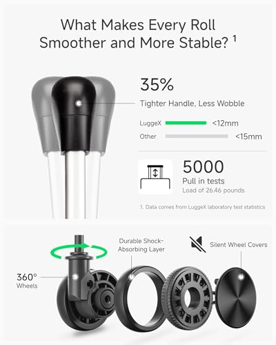 LUGGEX Luggage with Spinner Wheels, Polycarbonate Expandable Hard Shell Suitcase, Carry On 20 Inch, Charcoal Metallic