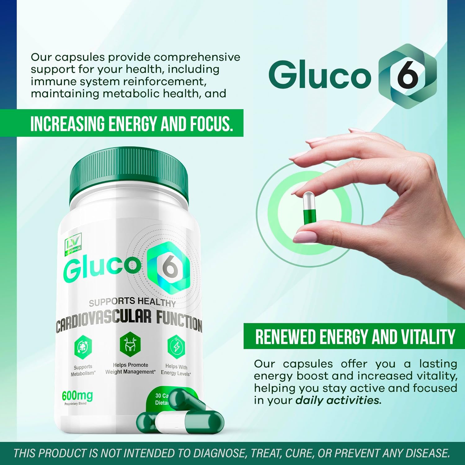 3 Pack - Gluco 6 Capsules, Gluco6, Gluco 6 Blood 90 Capsules for 3 Months, Gluco 6, Gluco6 Reviews, Gluco Six Pills, Gluco6.