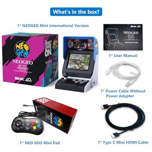 NEOGEO Mini International Arcade and Black Gamepad, 40 Pre-Loaded Classic SNK Games