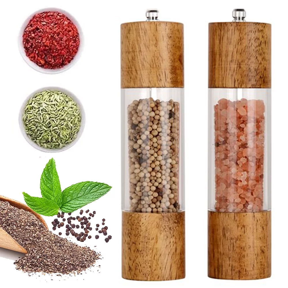 Haomacro Premium Acrylic Salt and Pepper Grinder Set 8