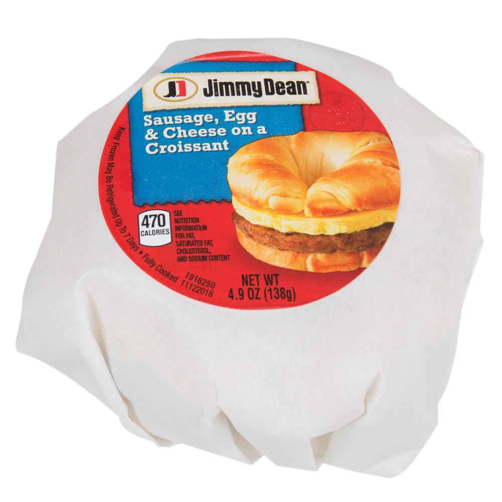 Jimmy Dean 4.8 oz. Sausage, Egg, and Cheese Breakfast Croissant - 12/Case