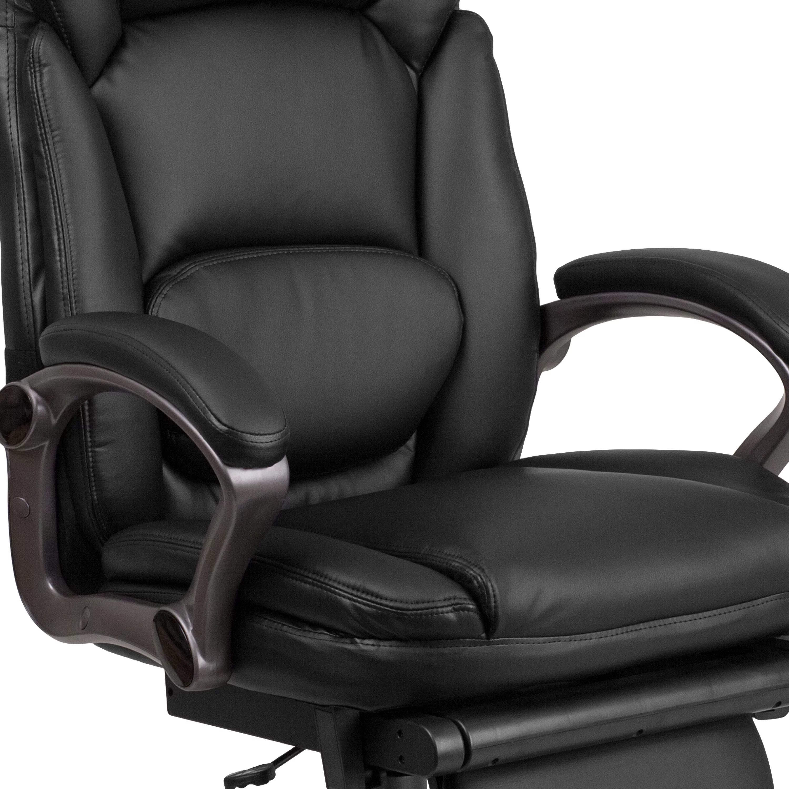Emma + Oliver High Back Black LeatherSoft Reclining Ergonomic Outer Lumbar Swivel Office Chair