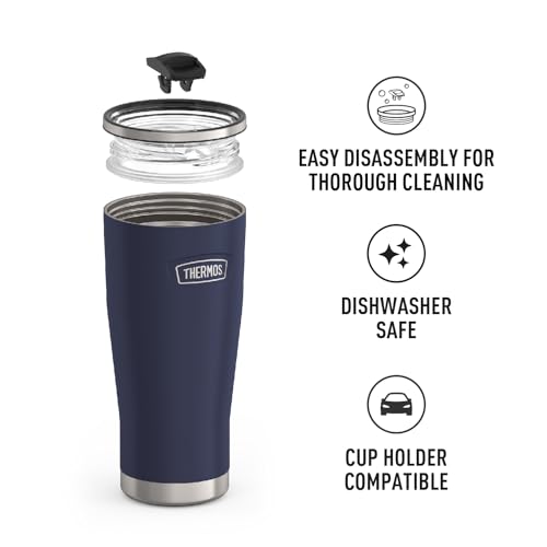 THERMOS ICON SERIES, Stainless Steel Cold Tumbler with Slide Lock, 24 Ounce, Sandstone