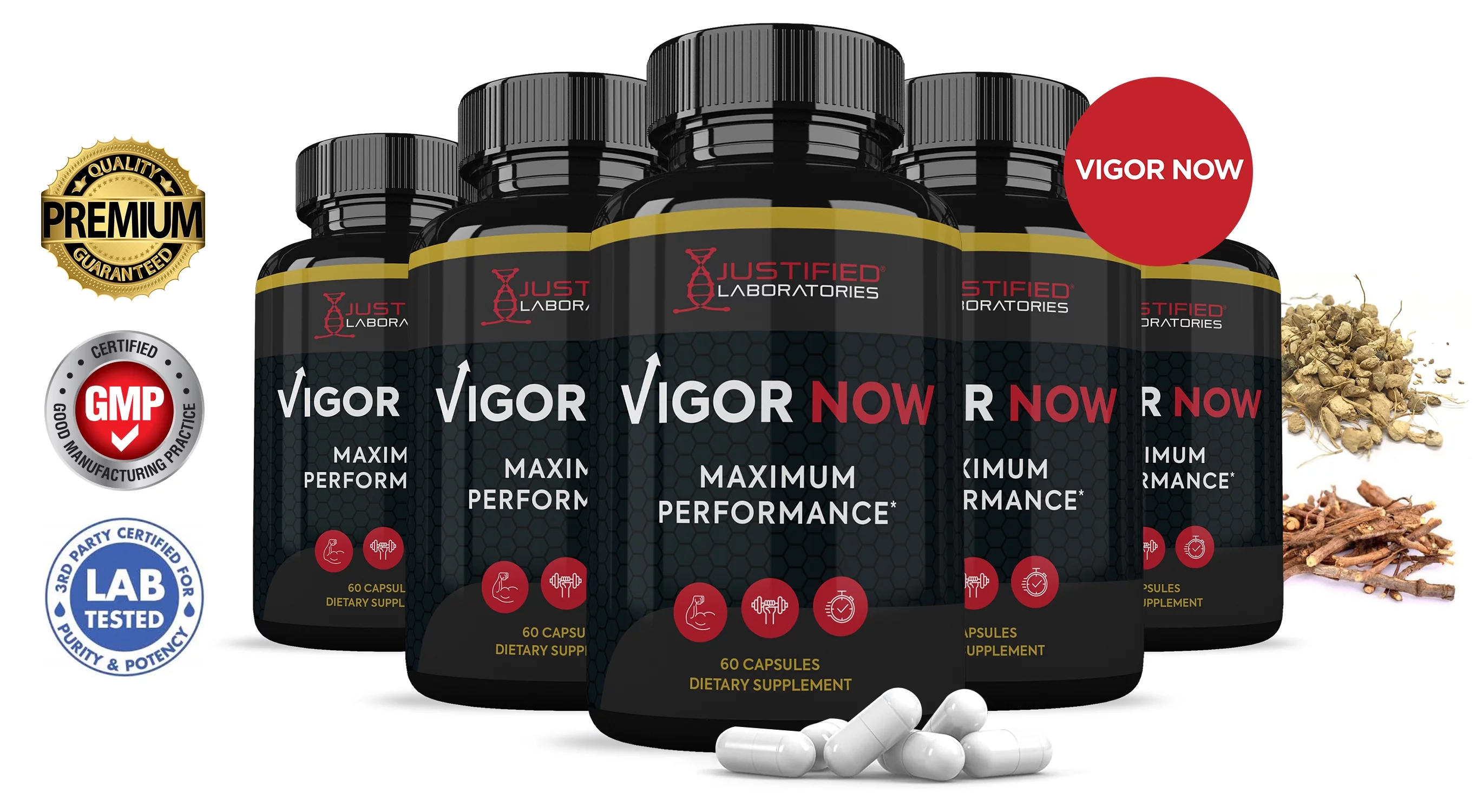 (5 Pack) Vigor Now Men’s Health Supplement 1484mg 300 Capsules