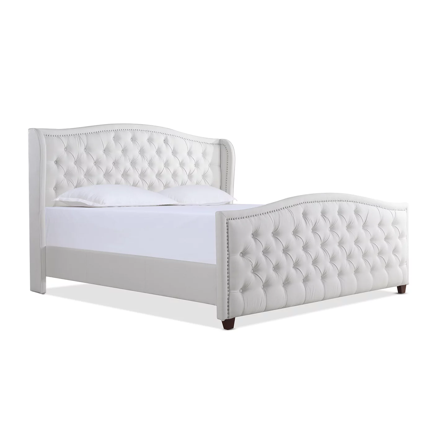 Marcella Tufted Wingback King Bed Bright White