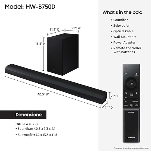 Samsung B-Series Soundbar HW-B630F 3.1 ch DTS Virtual:X Soundbar with Subwoofer (2025 Model) One Remote Control, Voice Enhance Mode, Adaptive Sound