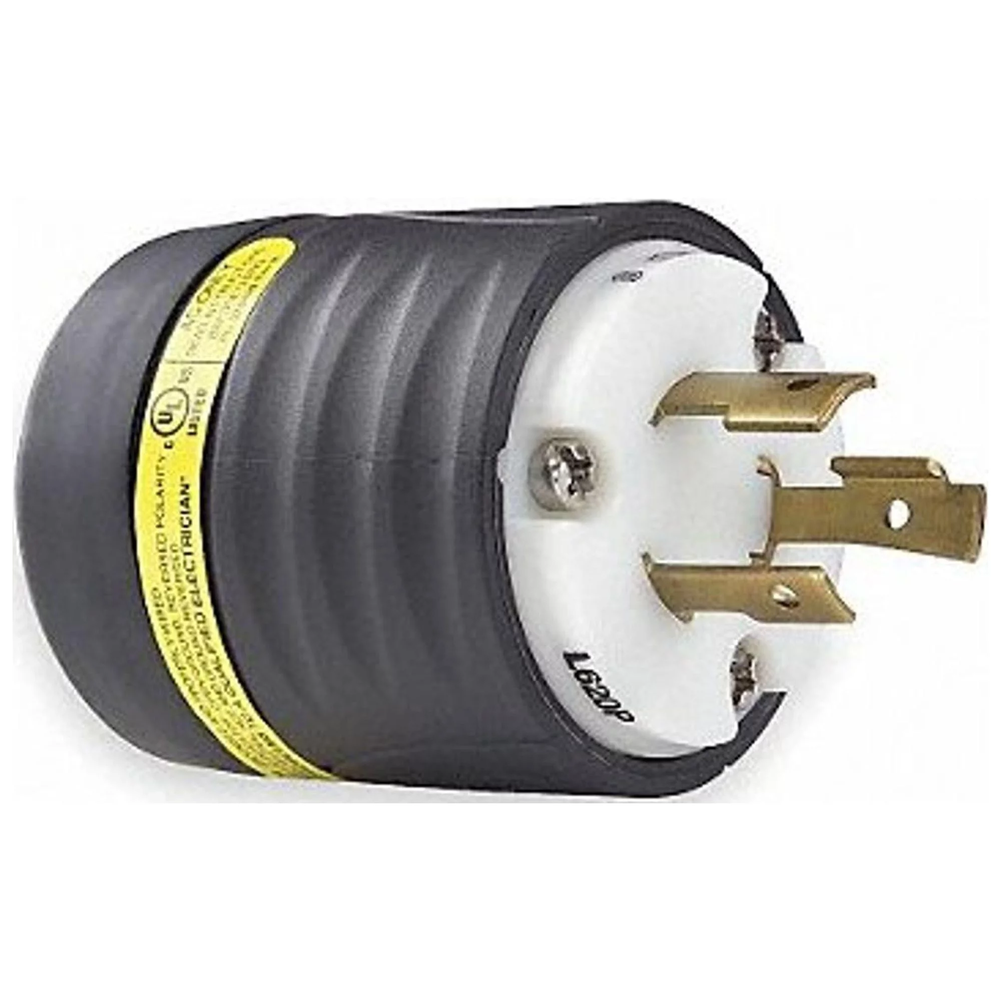 Legrand Grnd Mntring Plug,20A;Blk;Wht,Nyl,3Blds  L620PGCM