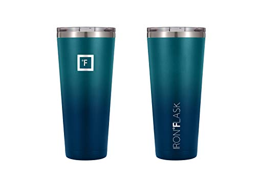 IRON °FLASK Classic Tumbler - Vacuum Insulated Stainless Steel Water Bottle, Double Walled, Drinking Cup, Insulated Travel Mug (Cotton Candy, 24 oz Solid Lid)