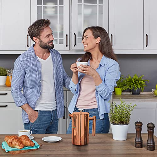 Mixpresso Stainless Steel French Press Coffee Maker 27 Oz 800 ml, Double Wall Insulated French Press Stainless Steel, Easy Clean Tea Brewer, Easy Press Durable Metal Coffee Press