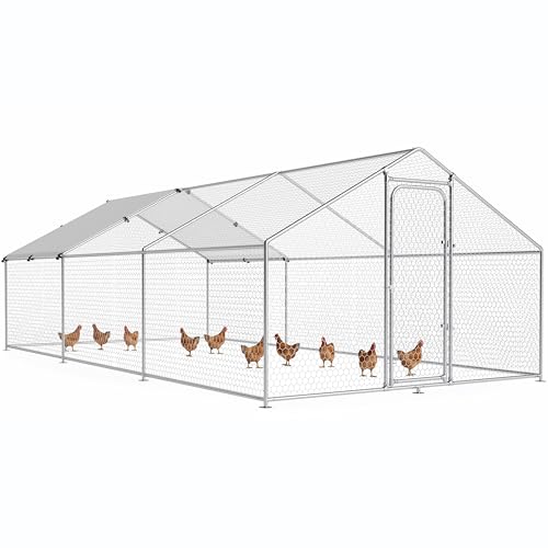 Large Metal Chicken Coop with Waterproof and UV-Resistant Cover
