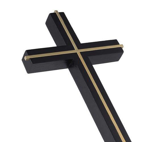 VINETEN Cross | Crucifix Wall Cross | Handmade Black Gold Catholic Wooden Cross Wall Decoration