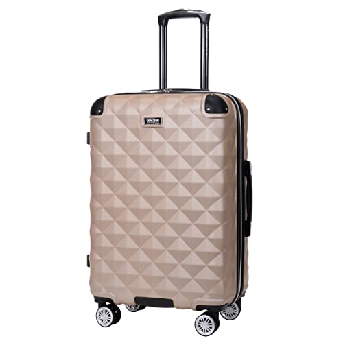 Kenneth Cole REACTION Diamond Tower Collection Lightweight Hardside Expandable 8-Wheel Spinner Travel Luggage, Black, 20-Inch Carry On