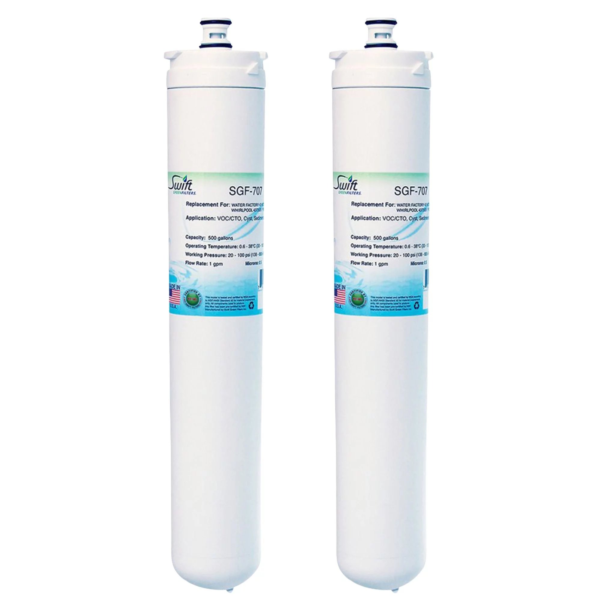 Swift Green Filters SGF-707 Compatible Commercial Water Filter for 47-55707G2, 47-55707CM, WHIRLPOOL 4373531, PSQC-2 , Made in USA (Pack of 2)
