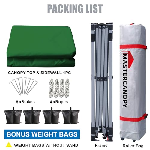 MASTERCANOPY Durable Pop-up Canopy Tent with 1 Sidewall (10'x10',White)