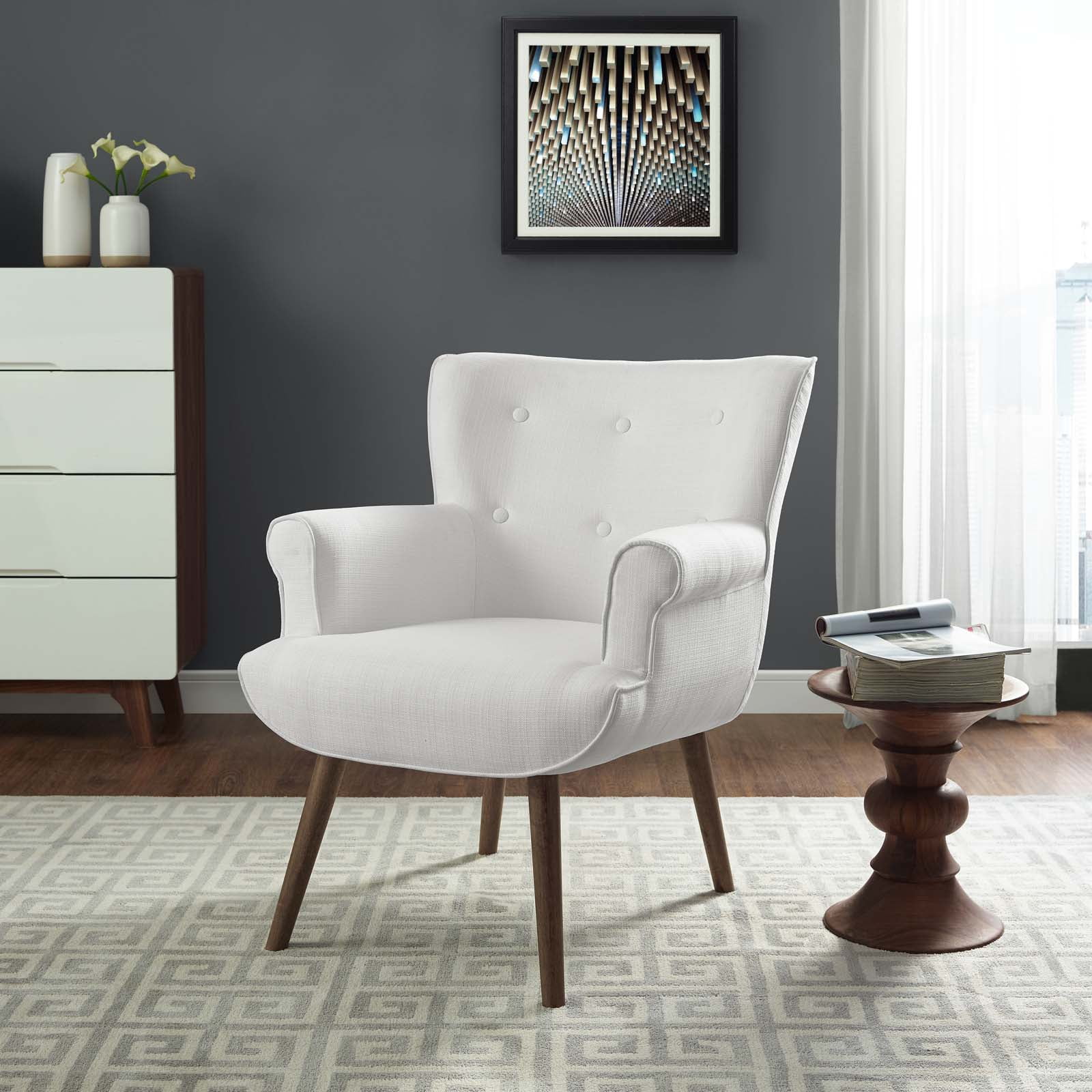 Modway Cloud Upholstered Armchair in White