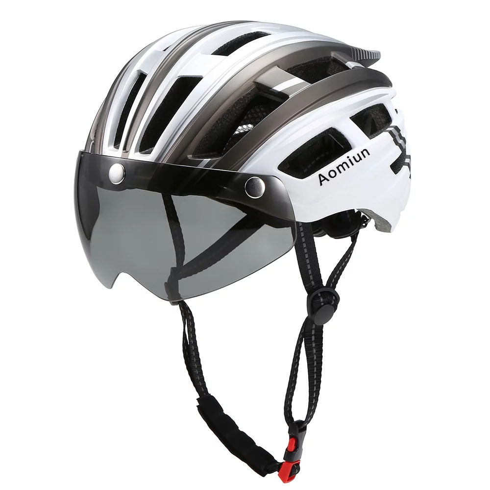 Apexeon Mountain Bike Helmet with Back Light, Detachable Visor - Aomiun Motorcycling Helmet for Men Women