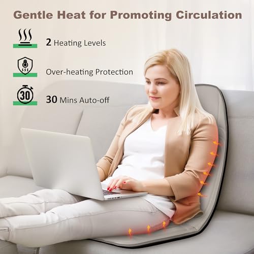 Vibration Back Massager with Heat, Massage Chair Pad with 10 Vibration Motors & 2 Heating Levels, Chair Massager for Recliner, Sofa, Gifts for Mom Dad Woman Man, Beige