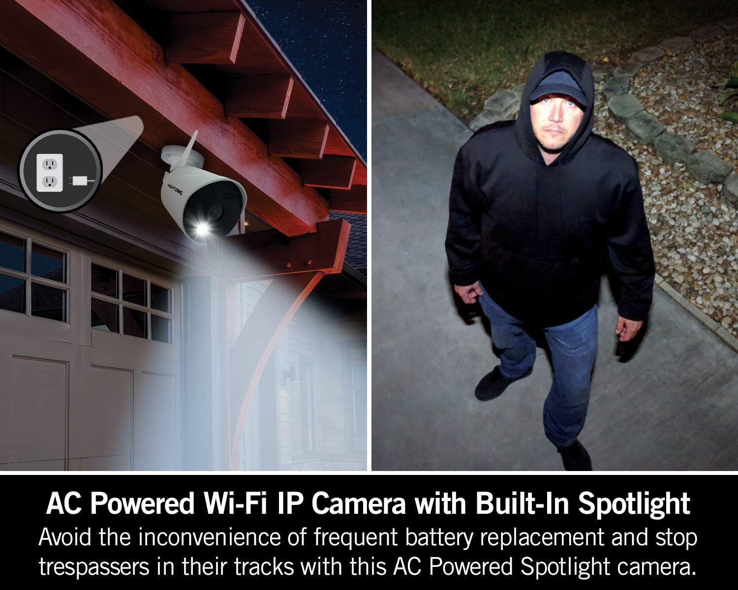 Night Owl AC Powered 1080p HD Wi-Fi IP Indoor/Outdoor Camera with 100 ft. of Night Vision, 2-Way Audio, Built-in Spotlight, Wide Viewing Angle and Free Remote Viewing App