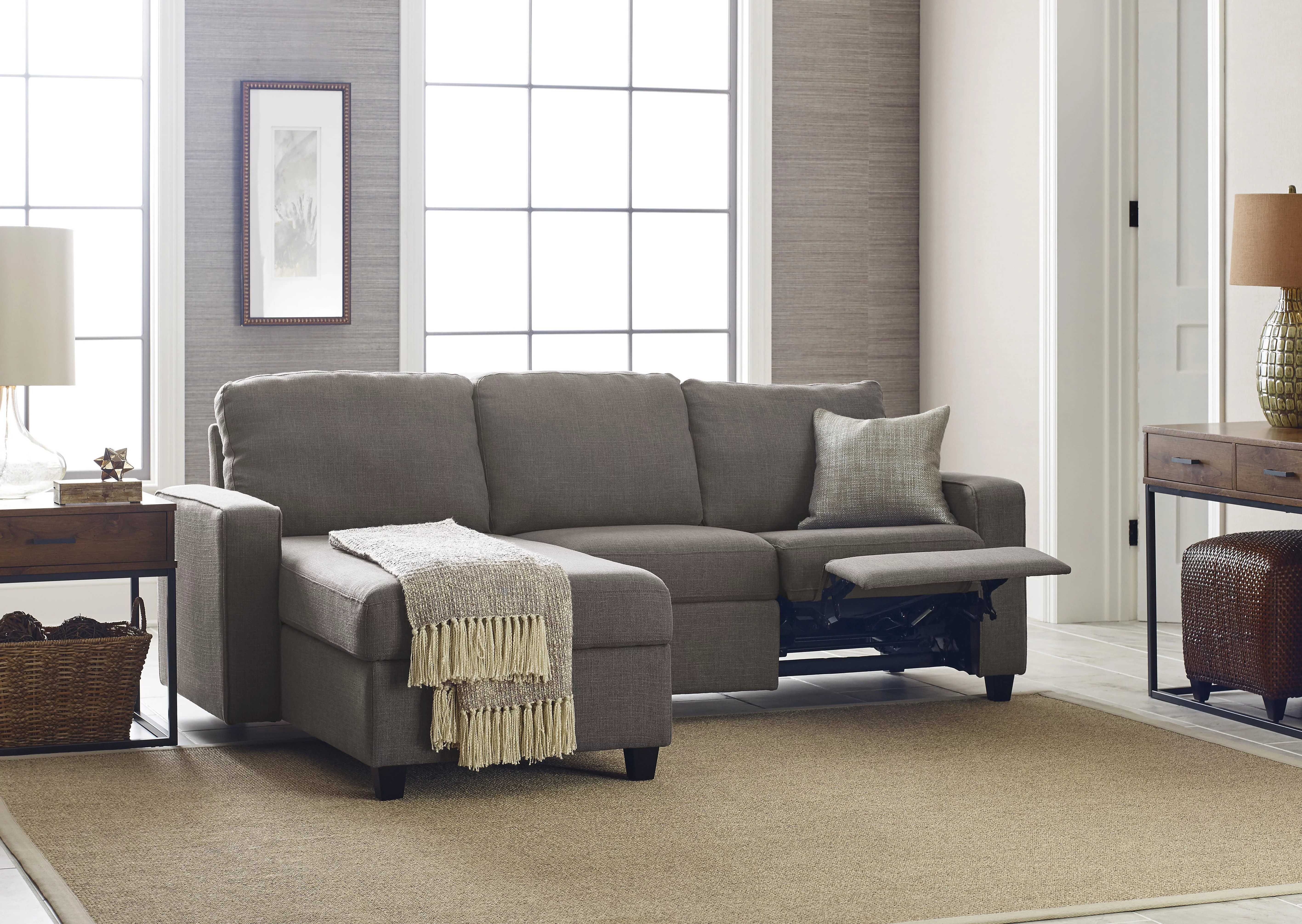 Serta Palisades Reclining Sectional with Left Storage Chaise - Gray