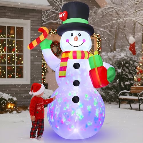 10 FT Christmas Inflatable Santa Claus Outdoor Decorations, Blow Up Santa Claus Holding Gift Box for Xmas Outside Decor, Giant Santa with Bright LED Lights for Yard Patio Garden Lawn Holiday Party