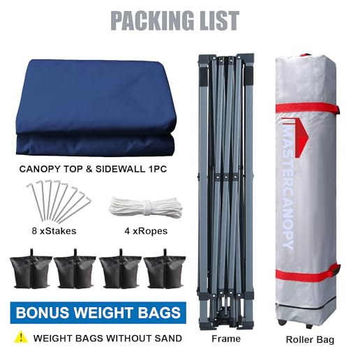 MASTERCANOPY Durable Pop-up Canopy Tent with 1 Sidewall (10'x10',White)