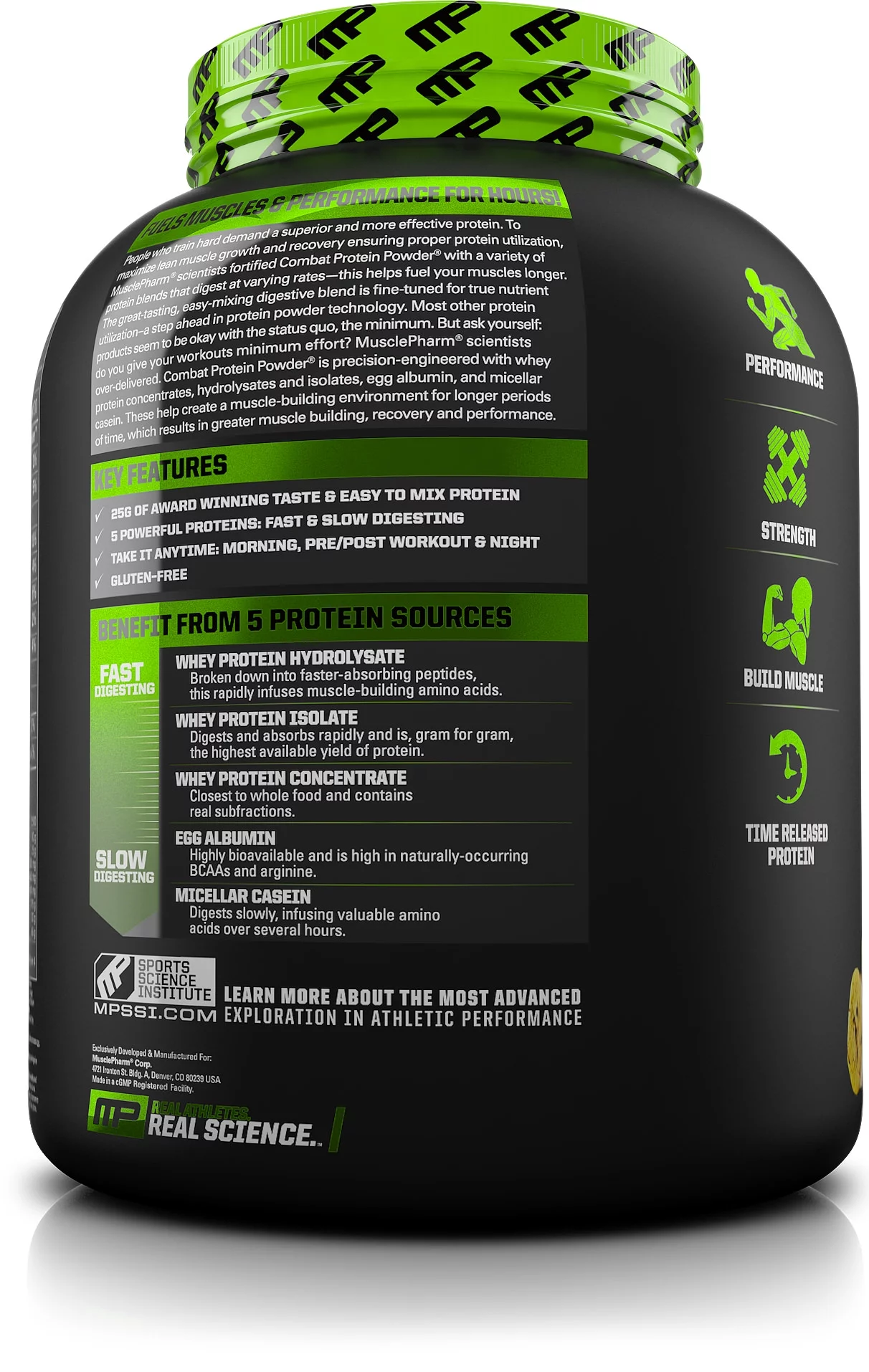 MusclePharm Combat Protein Powder, Cookies & Cream, 25g Protein, 4 Lb