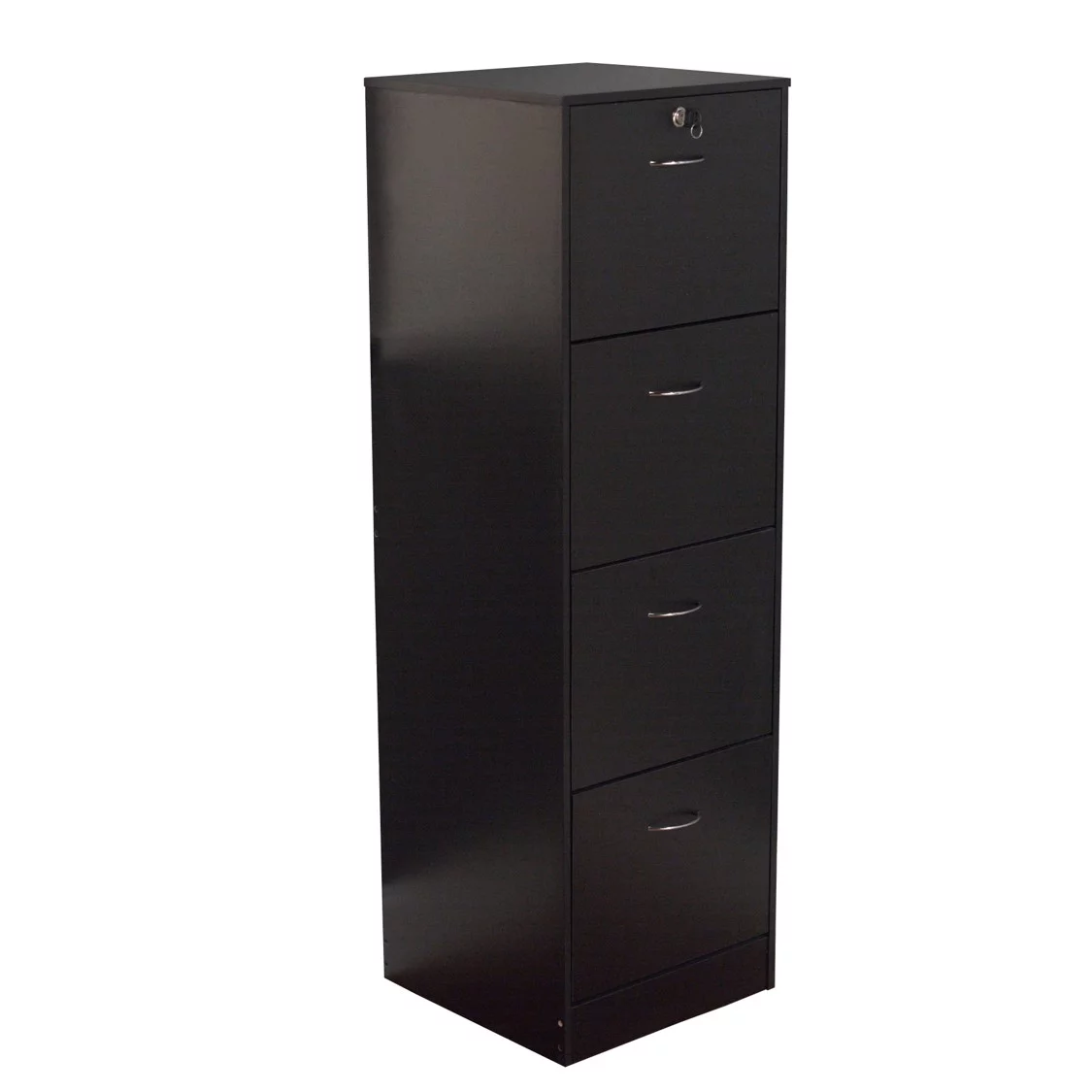 Wilson 4 Drawer Wood Vertical Lockable Filing Cabinet, Black
