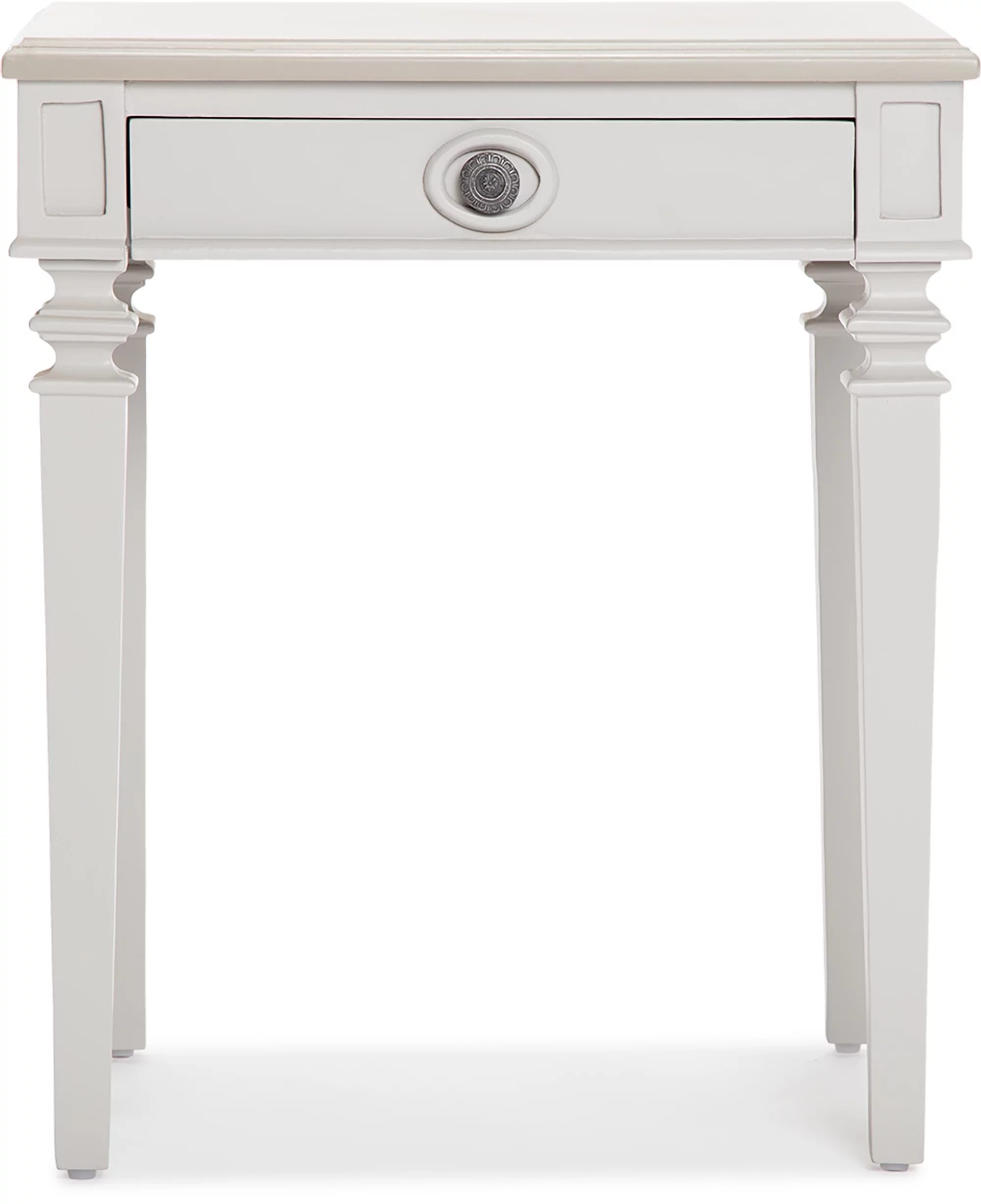 Finch Benson Traditional Solid Wood End Table Nightstand with Drawer, Light Gray