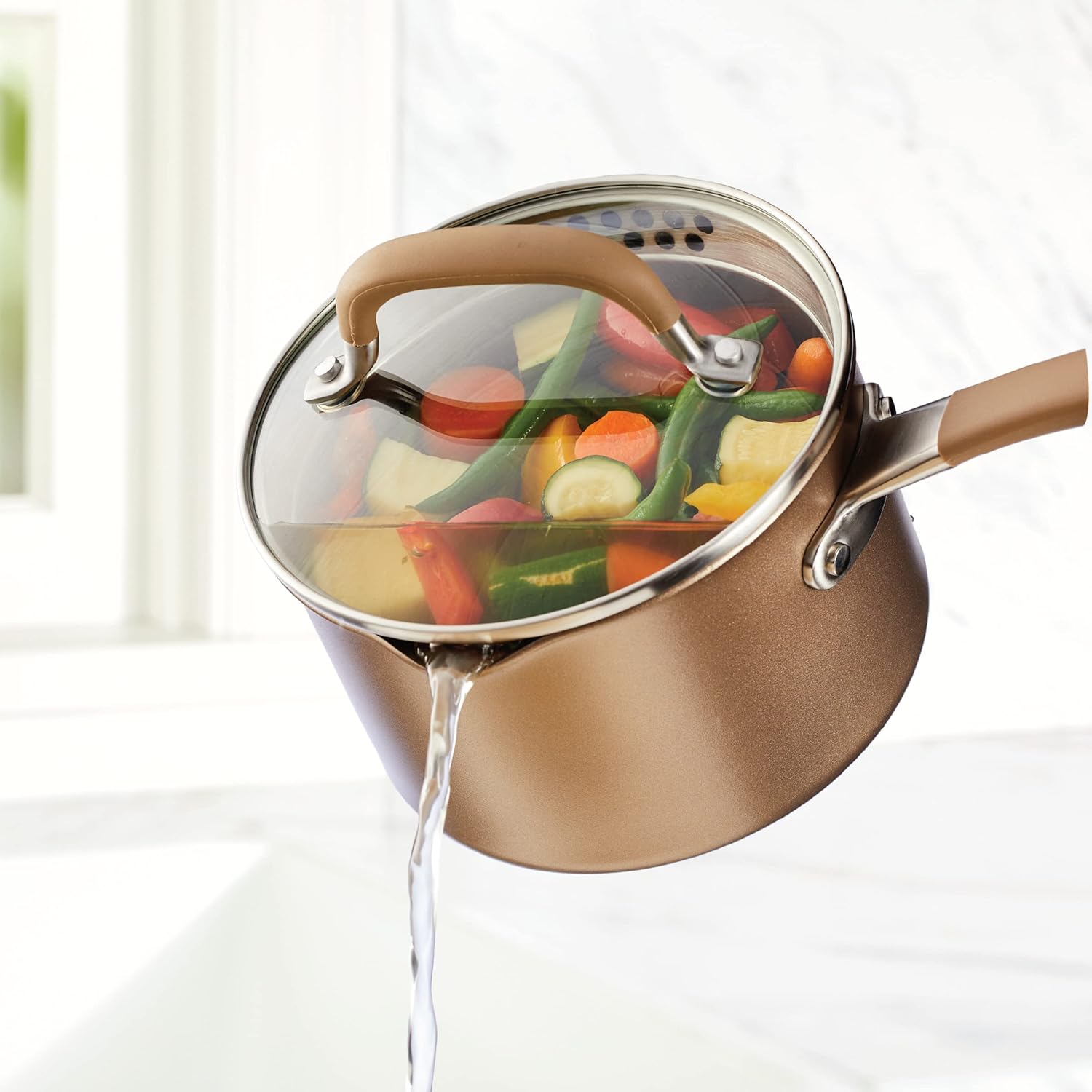 Circulon Premier Professional Hard Anodized Nonstick Cookware Induction Pots and Pans Set, 10 Piece, Bronze