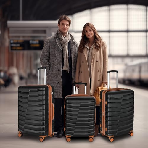 Lightweight Luggage with Spinner Wheels & YKK Zipper, 3-Piece Travel Suitcase ABS+PC Hardshell Luggage Set with TSA Lock, Light Avocado Green (20+24+28 inch)