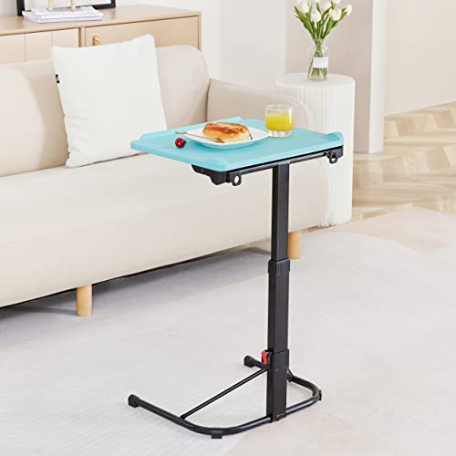 Folding TV Tray Table, Adjustable TV Dinner Table, Foldable Tray Table for Eating and Laptops, Wall Mountable, Light Blue