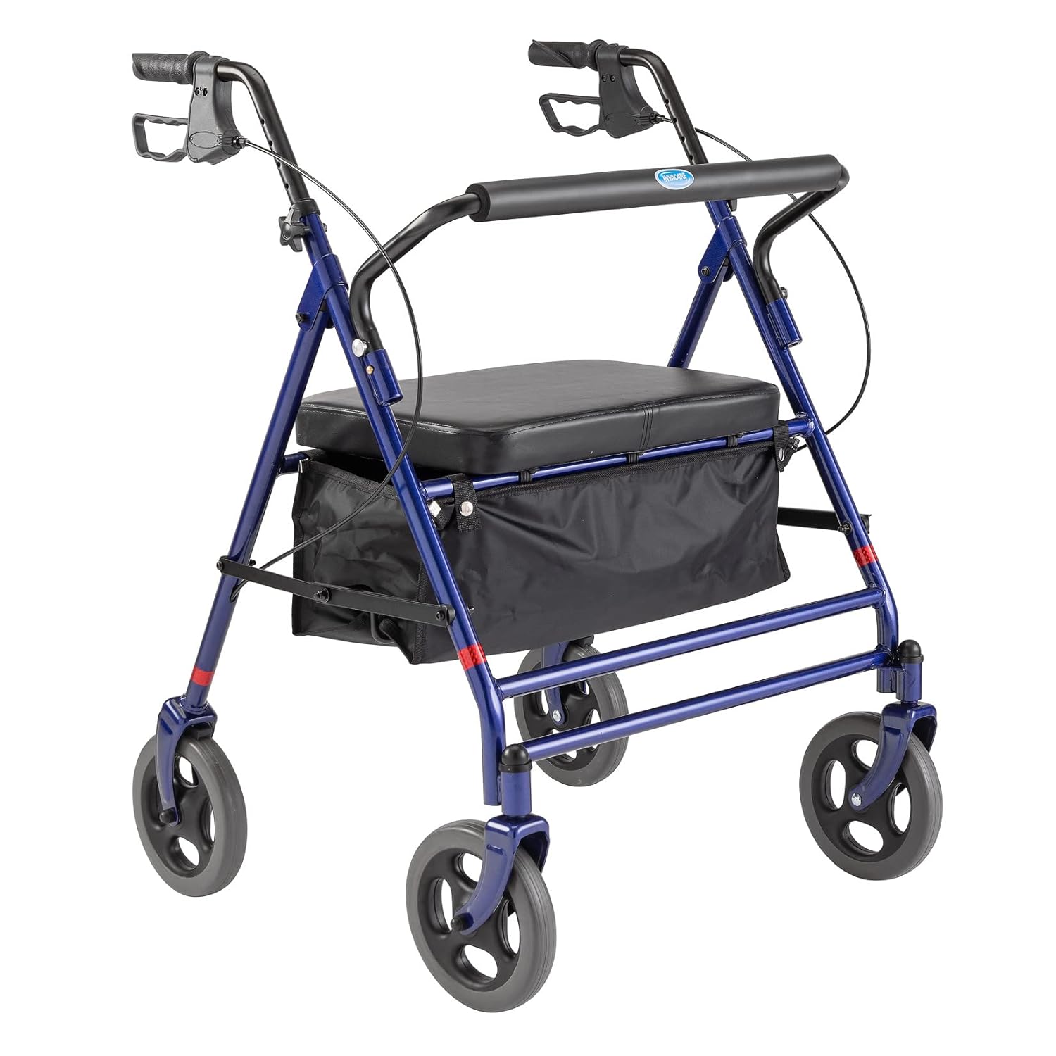 Invacare Bariatric Rollator, 500 lb. Weight Capacity, Flip-Up Padded Seat, 66550, Blue