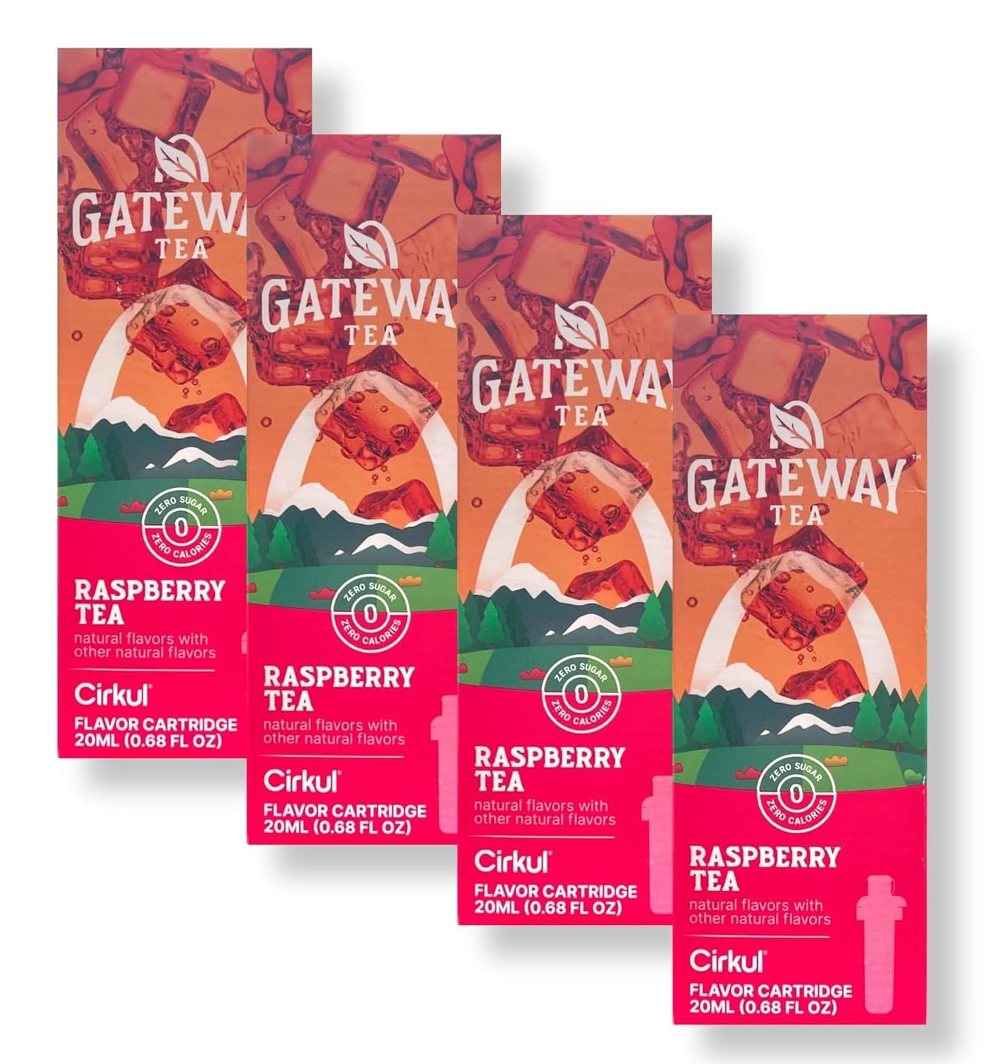 Cirkul Flavor Cartridges 4 Pack of Raspberry Tea Flavor Cartridge Gateway Tea No Sugar Zero, Calories Drink Mix