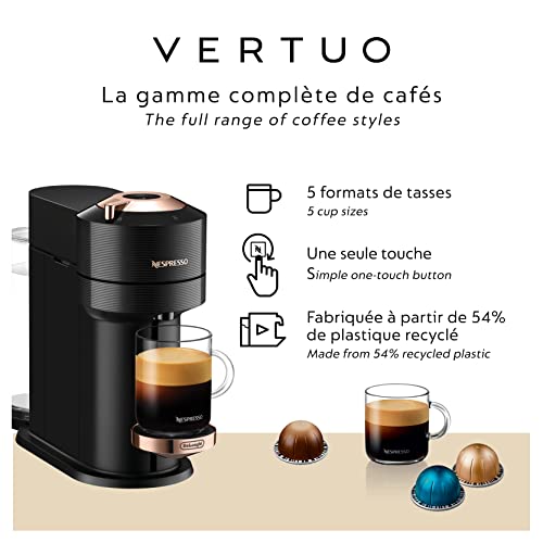 Nespresso Vertuo Next Coffee and Espresso Machine by De'Longhi, Black with Rose Gold