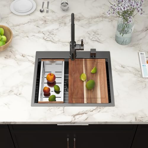 25 Inch Utility Laundry Sink Drop In 16 Gauge Stainless Steel Single Bowl Laundry Room Sink Laundry & Utility Room Kitchen Sinks 25