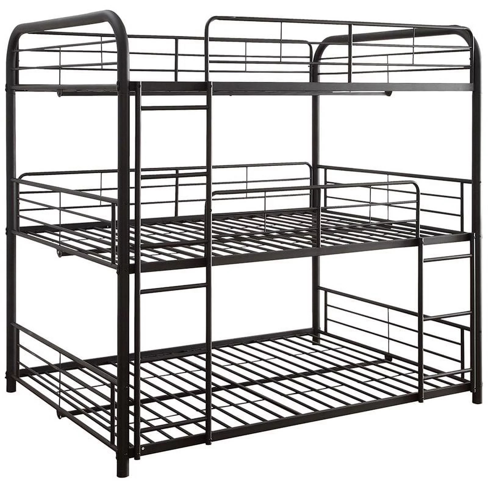 Bowery Hill Full Triple Metal Bunk Bed in Sandy Black
