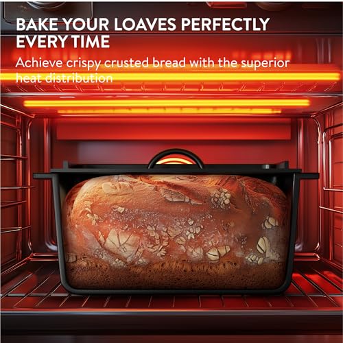 Navaris Cast Iron Bread Loaf Tin with Lid, 34cm, Black - Even Heat Distribution - Pre-Seasoned Non-Stick Baking Pan - Cake and Bread Tins for Roasting, Oven Cooking & Grilling