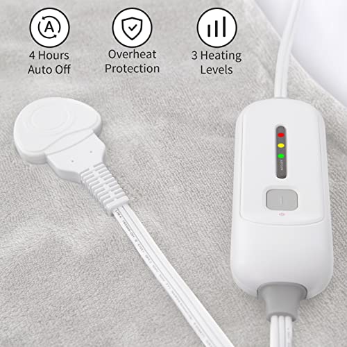 Electric Blanket Heated Throw, Soft Flannel & Sherpa Heating Blanket Throw with 3 Heating Levels & 4hrs Auto Off, Machine Washable, ETL Certification, Home Office Use, 50x60 Inch, Blue