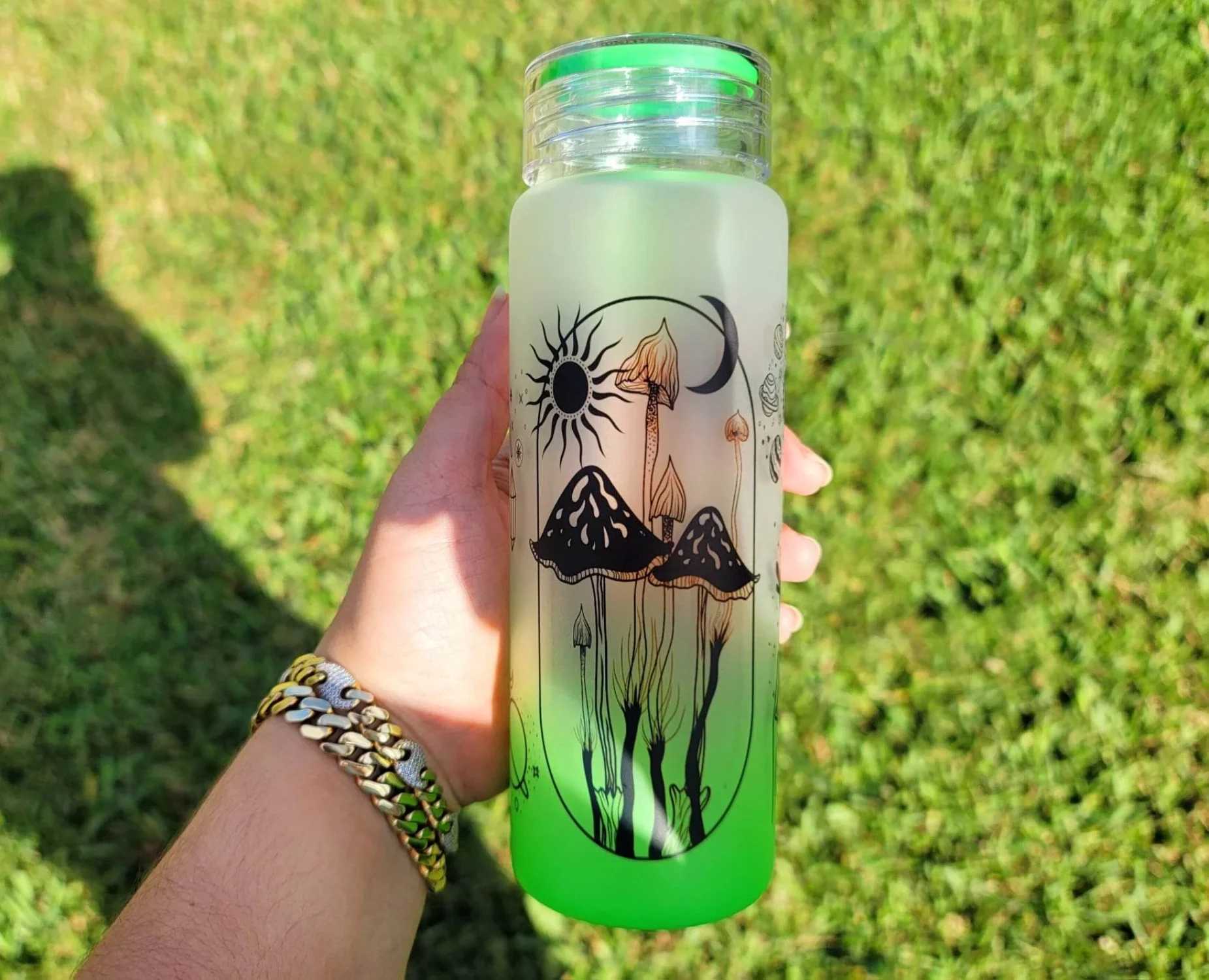 Mushroom Beer Can Glass | Boho Mushroom Coffee Glass | Aesthetic Coffee Glass | 17 oz