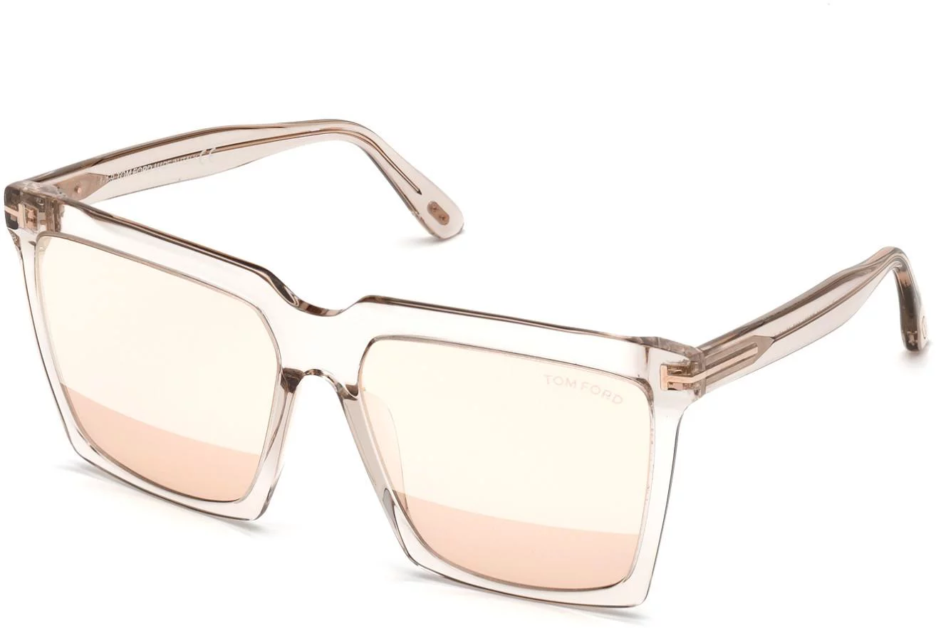 Tom Ford FT 0764 Sunglasses 20Z Shiny Transparent Light Sand/ Rose Gold Flash Lenses (Ss20 Adv)