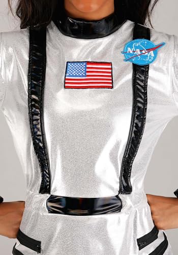 Adult Astronaut Costume Dress, Intergalactic Space Suit, Metallic Cosmic Halloween Costume