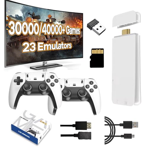 M15 Retro Game Stick,Retro Gaming Console Built-in 40000+ Games,23 Emulator,4K HDMI Wireless Retro Game Console with Dual 2.4Ghz Wireless Controllers,Plug and Play Video Gaming Stick for TV (128G)