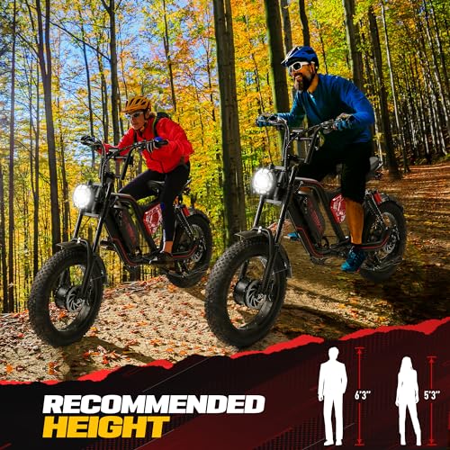 Dual:𝟑𝟎𝟎𝟎𝐖,𝟐𝟎𝟎𝟎/𝟏𝟓𝟎𝟎/𝟏𝟎𝟎𝟎𝐖 Folding Electric Bike Adults with 48V 23/20/17.5AH Battery, 26x4.0 Fat Tire Mountain E Bike, Full Suspension 31-38 MPH, Shim 7-Speed Gear