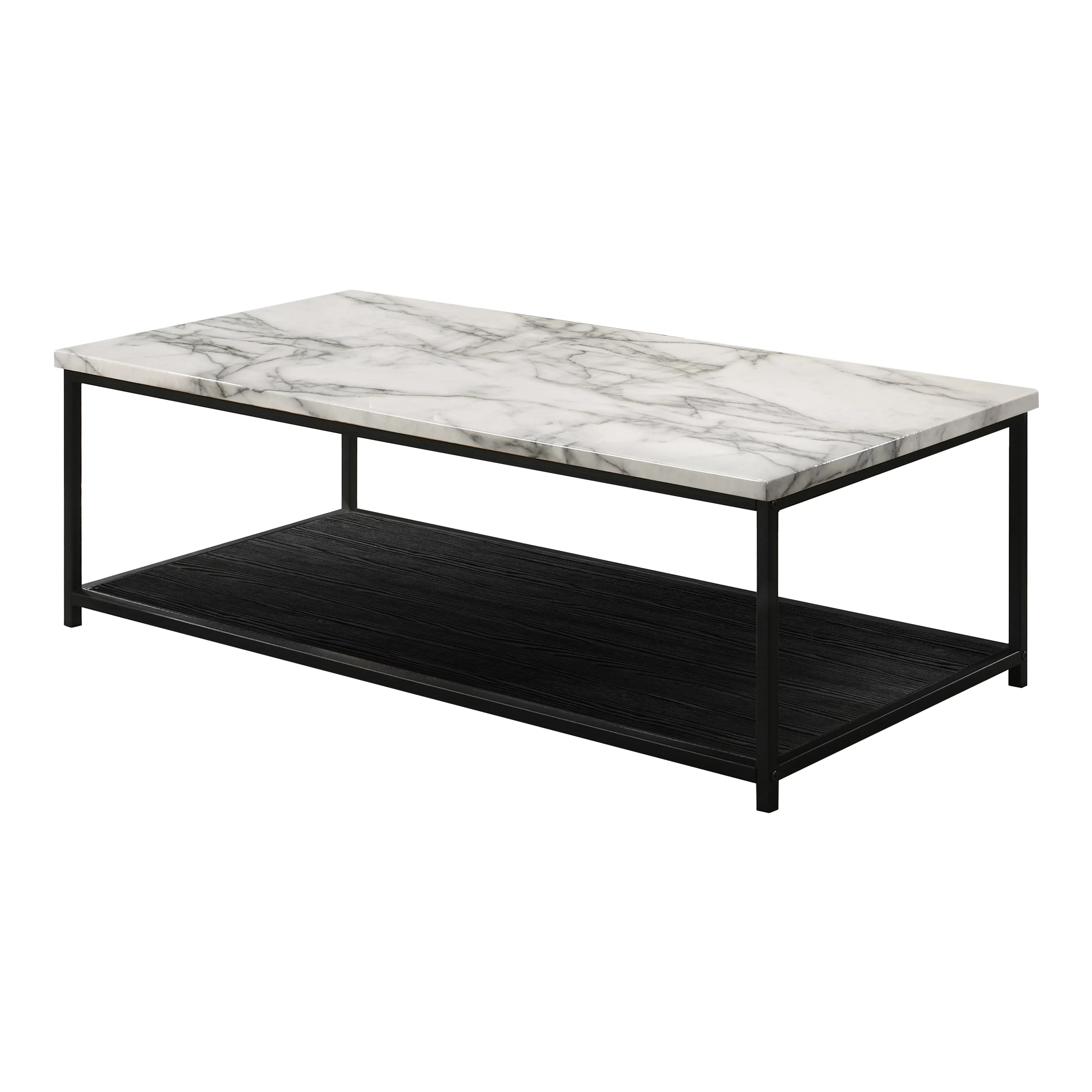 Furniture of America Mesto Contemporary Marble Coffee Table, White/Black