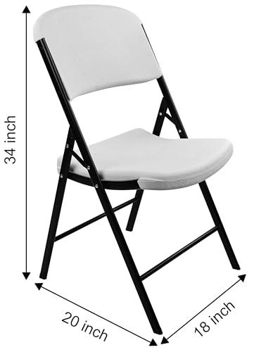 OLIXIS Folding Chairs, Heavy Duty Plastic Chairs with 350lbs Capacity & Steel Frame Stackable Seat for Indoor Outdoor Home Office Camping Kitchen Dining Wedding Party Event Picnic (White, 4 Pack)