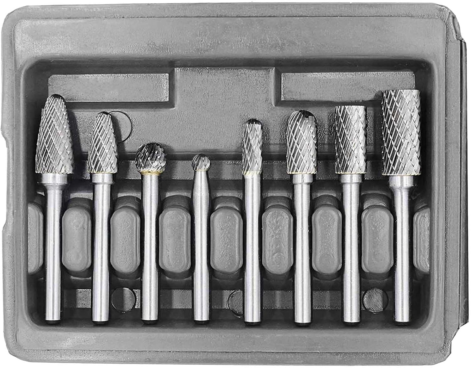 JONMON Carbide Burr Set - 8Pcs Tungsten Double Cut Rotary Files, 1/4 Shank Shank Die Grinder Drill Bit Cutting Tool for Woodworking, Drilling, Carving, Engraving and Grinding